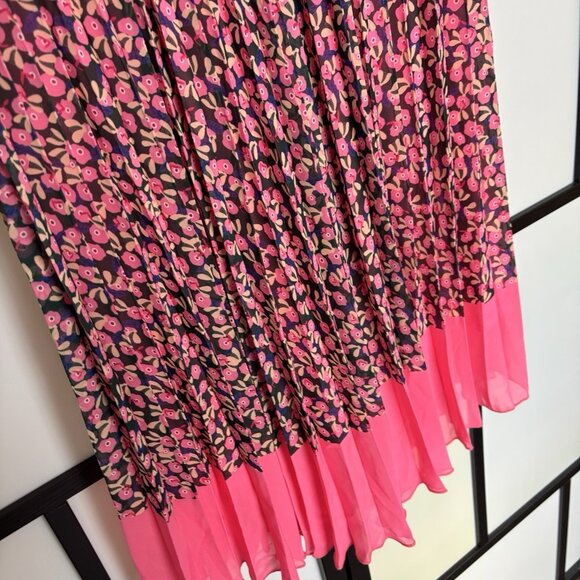 Blue Sol Pleated Midi Skirt Floral Pink Black Womens Size XL Boho Femenine NWT - Picture 3 of 13